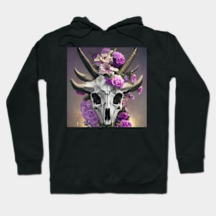 Horned Skull With Flowers Coming Out Hoodie